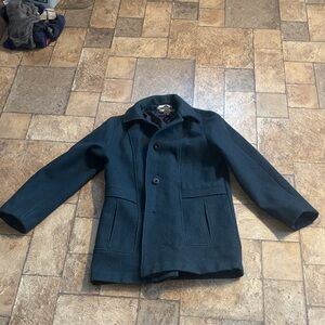 Deep green wool pea coat.